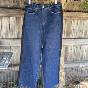 F21 Wide Leg Blue with Black Denim Jeans
